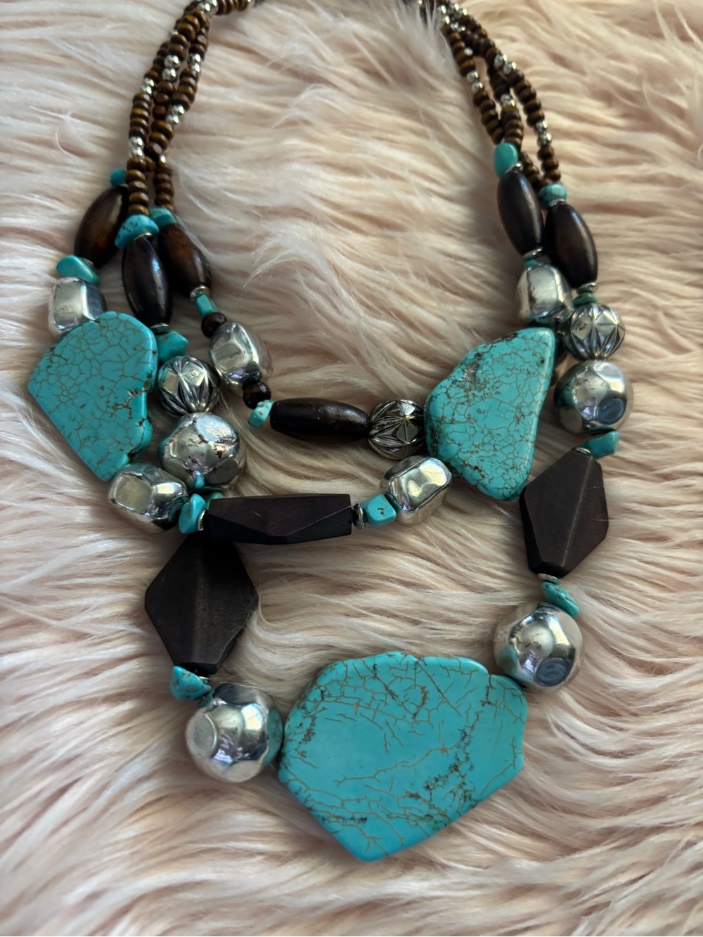 Turquoise Statement Multi-Strand Necklace - Picture 3 of 5